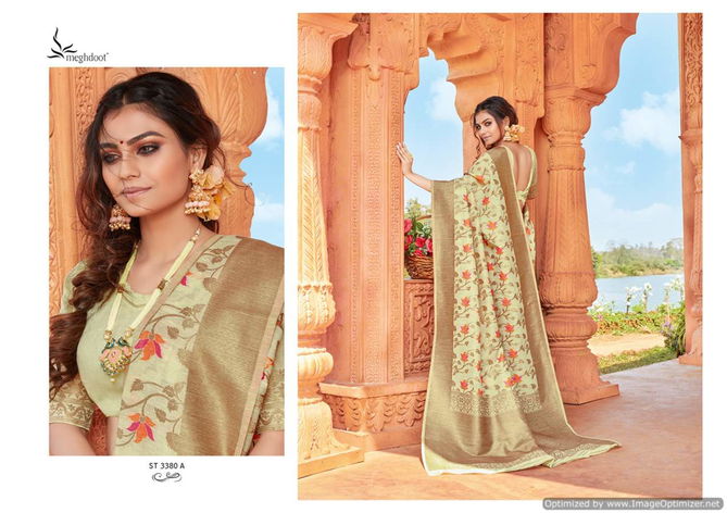 Meghdoot Mulberry New Fancy Party Wear Linen Latest Saree Collection